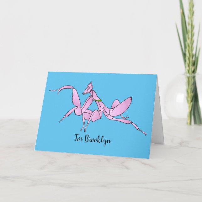 Orchid mantis cartoon illustration  card (Front)