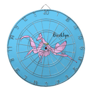 Orchid mantis cartoon illustration  dart board