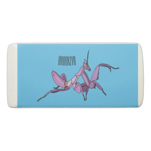 Orchid mantis cartoon illustration eraser