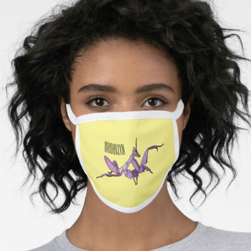 Orchid mantis cartoon illustration face mask