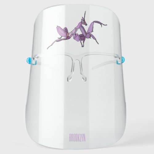 Orchid mantis cartoon illustration face shield