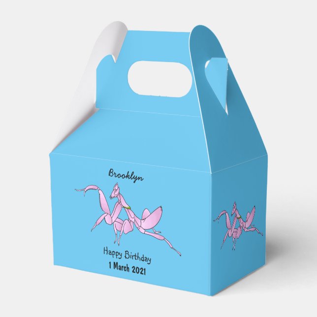 Orchid mantis cartoon illustration  favor boxes (Front Side)