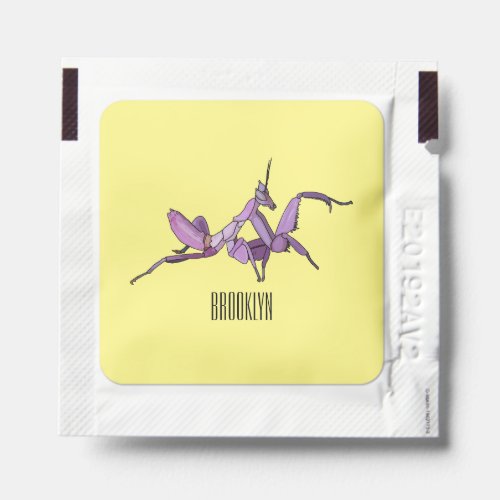 Orchid mantis cartoon illustration hand sanitizer packet