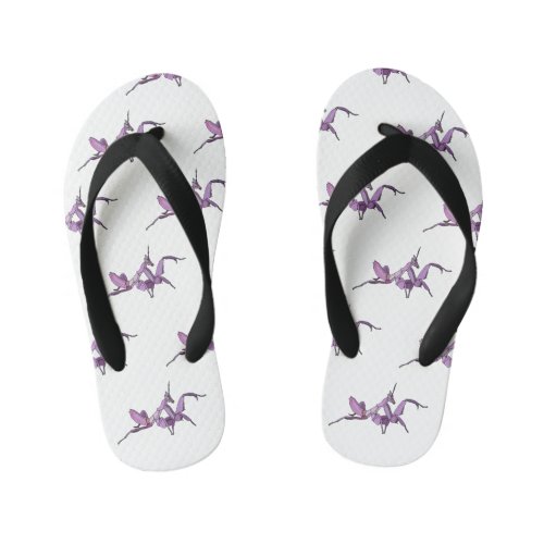 Orchid mantis cartoon illustration kids flip flops