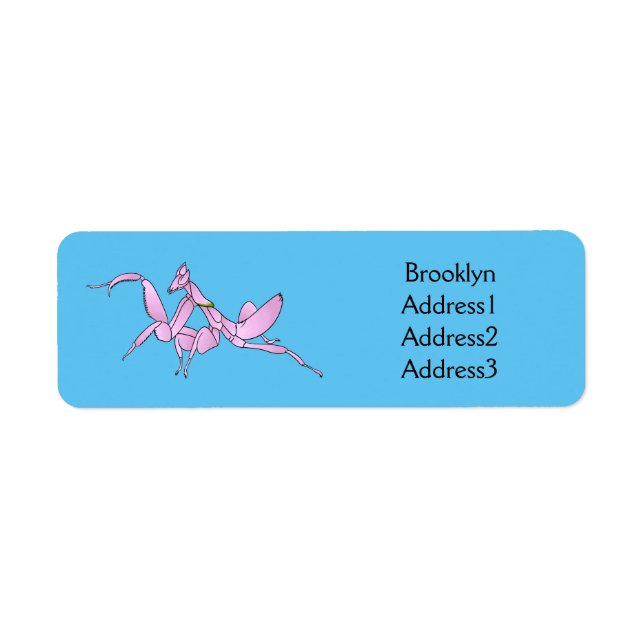Orchid mantis cartoon illustration label (Front)