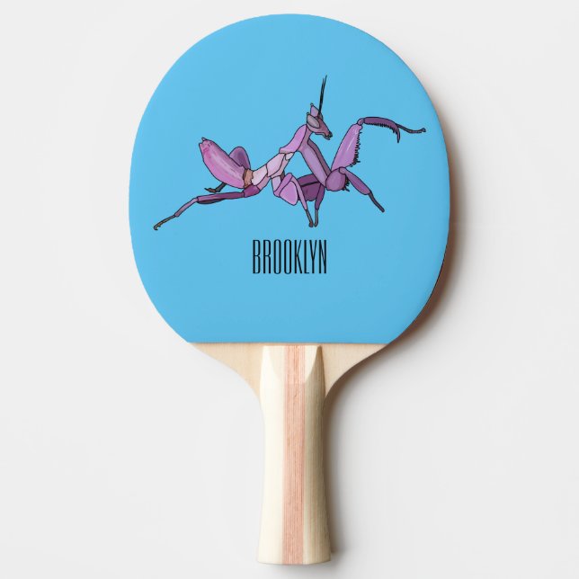 Orchid mantis cartoon illustration ping pong paddle (Front)