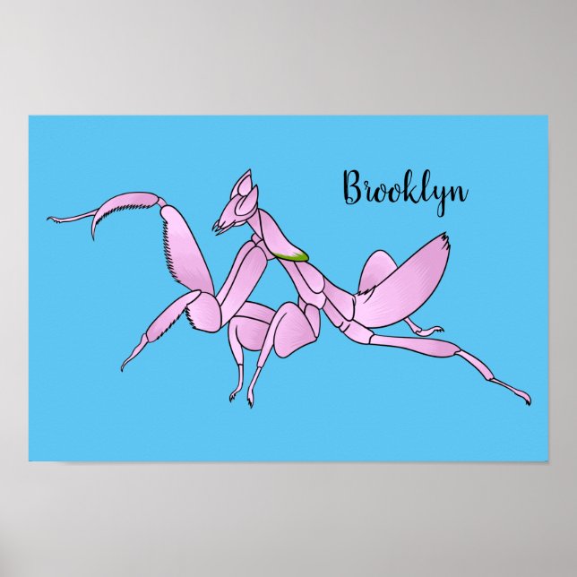 Orchid mantis cartoon illustration   poster (Front)