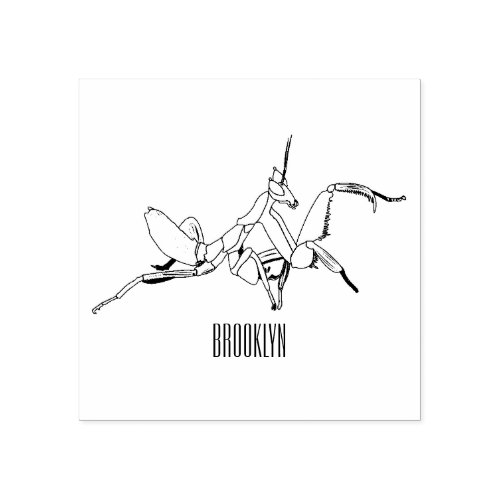 Orchid mantis cartoon illustration rubber stamp