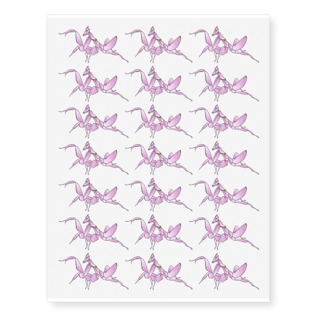 Orchid mantis cartoon illustration  temporary tattoos (Front)