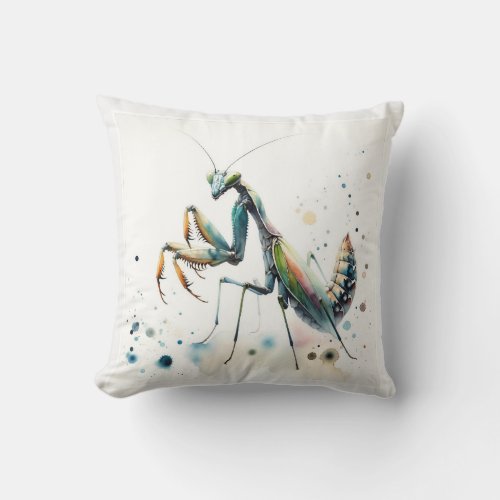 Orchid Mantis Watercolor IREF317 _ Watercolor Throw Pillow