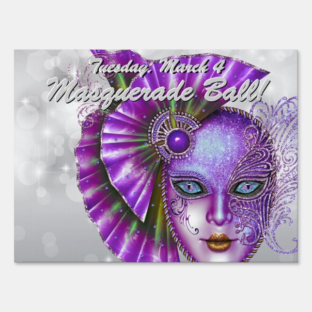 Orchid Masquerade Ball! Party Sign (Front)