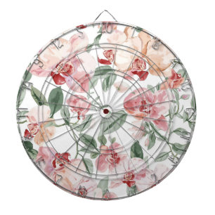 Orchid Meadow Watercolor Floral Blushing Botanical Dart Board