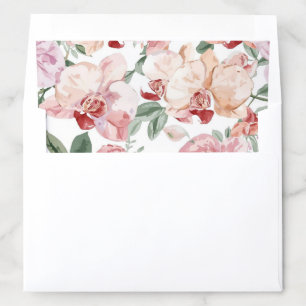 Orchid Meadow Watercolor Floral Blushing Botanical Envelope Liner