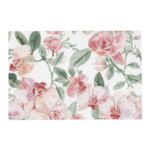 Orchid Meadow Watercolor Floral Blushing Botanical Placemat