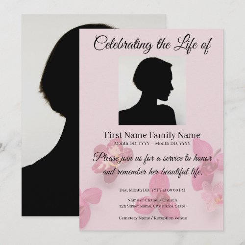 Orchid memorial invitation