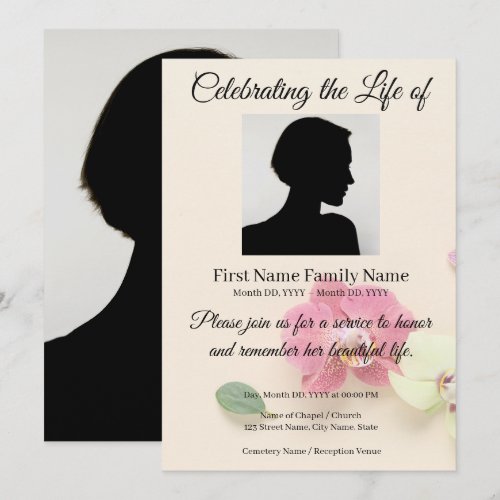 Orchid memorial invitation