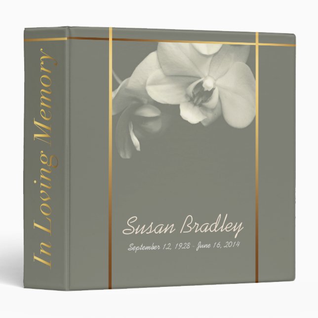 Orchid Memorial Remembrance Book Custom Binder (Front/Spine)