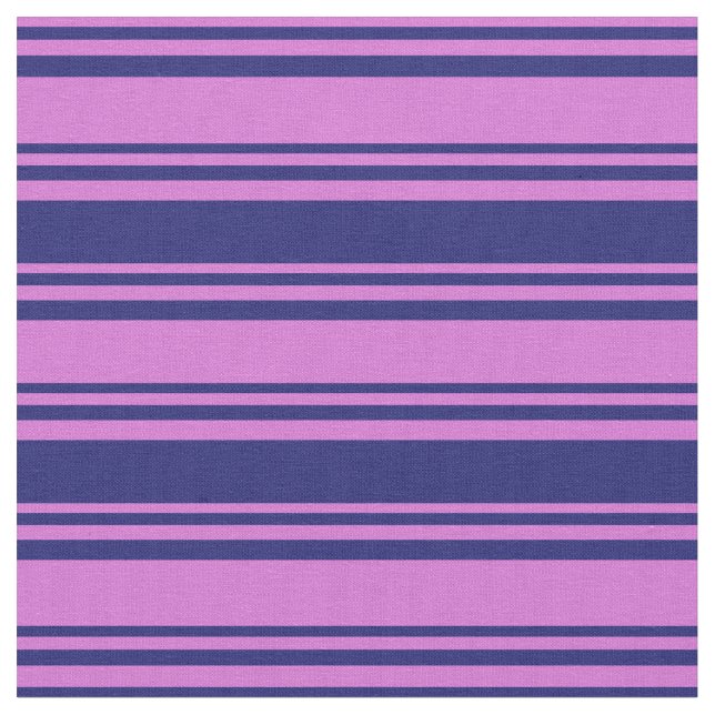Orchid & Midnight Blue Colored Lines Fabric (Close Up)