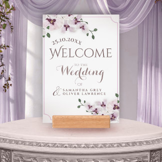 Orchid Minimalist Wedding Welcome Sign Holder