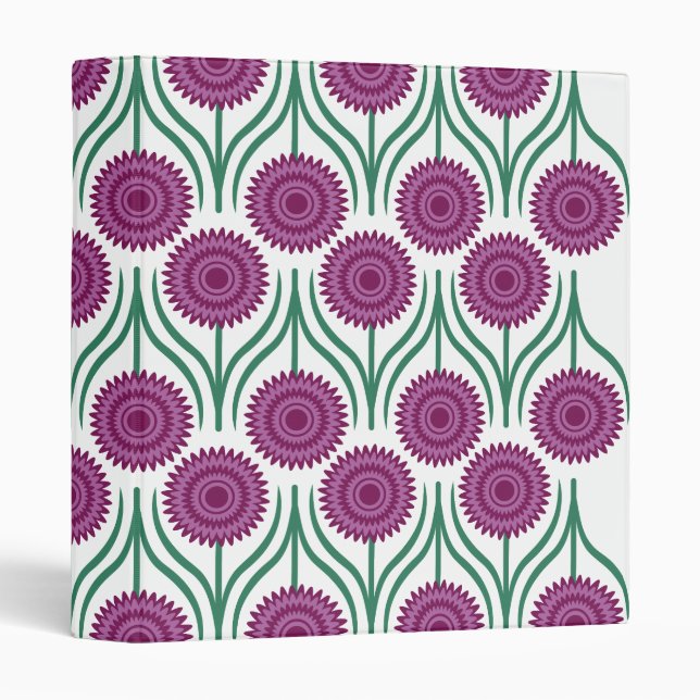 Orchid Modern Floral Pattern-White 3 Ring Binder (Front/Spine)