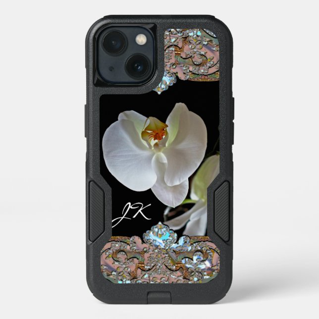 Orchid Monogram Pretty Floral Elegance Otterbox iPhone Case (Back)