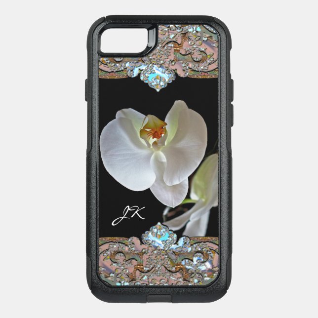Orchid Monogram Pretty Floral Otterbox iPhone Case (Back)