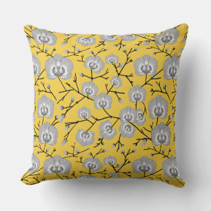 Orchid mustard pattern throw pillow