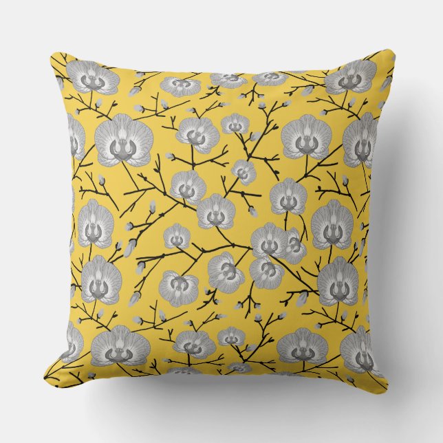 Orchid mustard pattern throw pillow (Front)