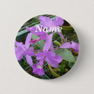 Orchid -- National Flower of Costa Rica, Name Tag Pinback Button