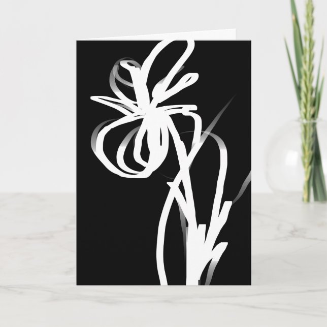Orchid Noir: Abstract Black & White Card (Front)