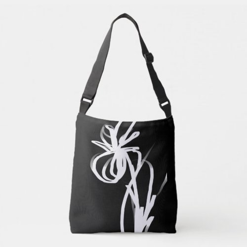 Orchid Noir Abstract Black  White Crossbody Bag