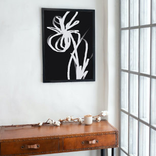 Orchid Noir: Abstract Black & White Gallery Wrap