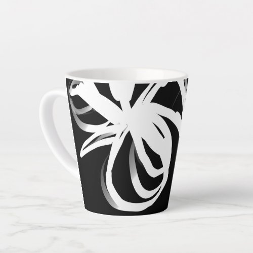 Orchid Noir Abstract Black  White Latte Mug