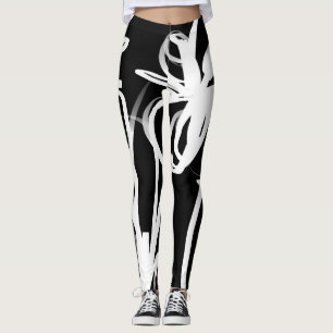 Orchid Noir: Abstract Black & White Leggings