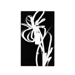 Orchid Noir: Abstract Black & White Light Switch Cover