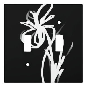 Orchid Noir: Abstract Black & White Light Switch Cover