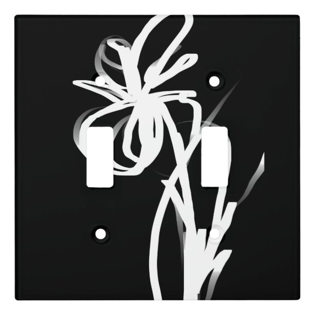 Orchid Noir: Abstract Black & White Light Switch Cover (Front)