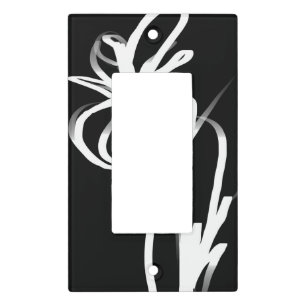 Orchid Noir: Abstract Black & White Light Switch Cover