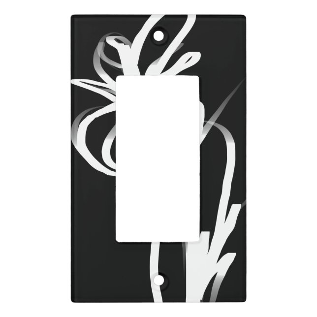 Orchid Noir: Abstract Black & White Light Switch Cover (Front)