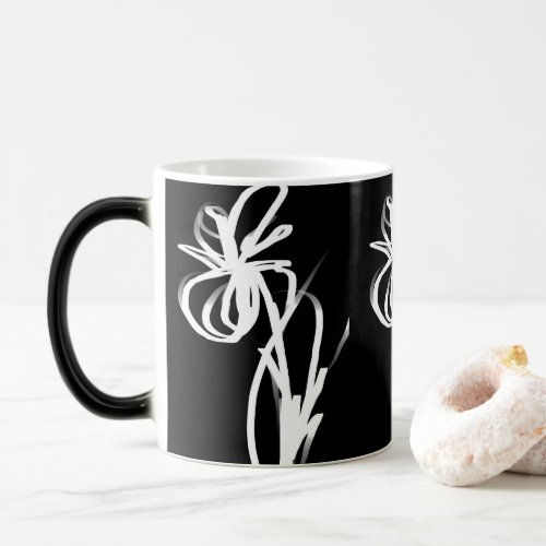 Orchid Noir Abstract Black  White Magic Mug