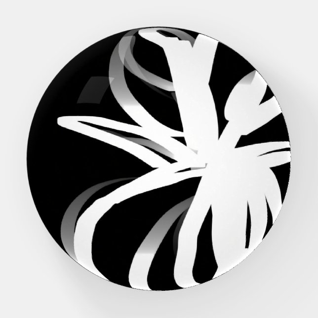 Orchid Noir: Abstract Black & White Paperweight (Front)