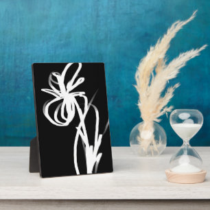 Orchid Noir: Abstract Black & White Plaque