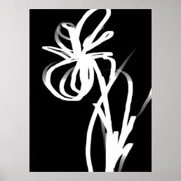 Orchid Noir: Abstract Black &amp; White Poster