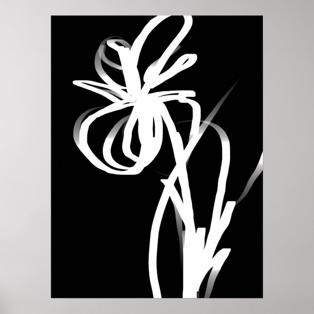 Orchid Noir: Abstract Black & White Poster (Front)
