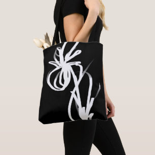Orchid Noir: Abstract Black & White Tote Bag
