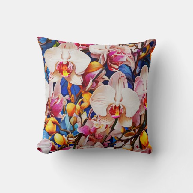 Orchid Oasis Throw Pillow (Front)