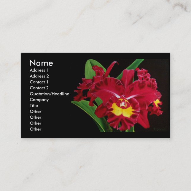 Orchid Oil on Canvas Business Cards (Front)