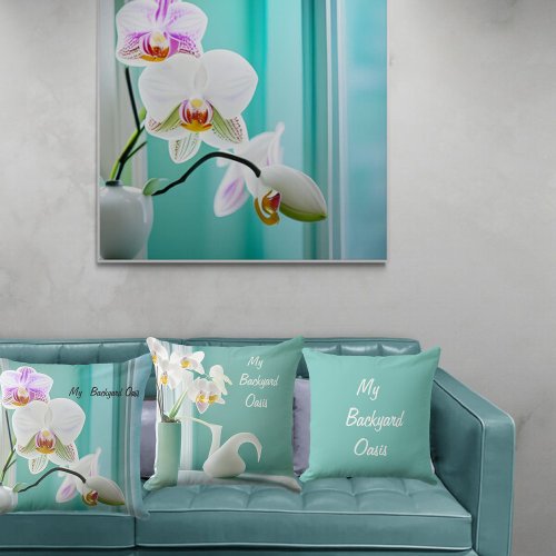 Orchid on Aqua Blue Background Canvas Print