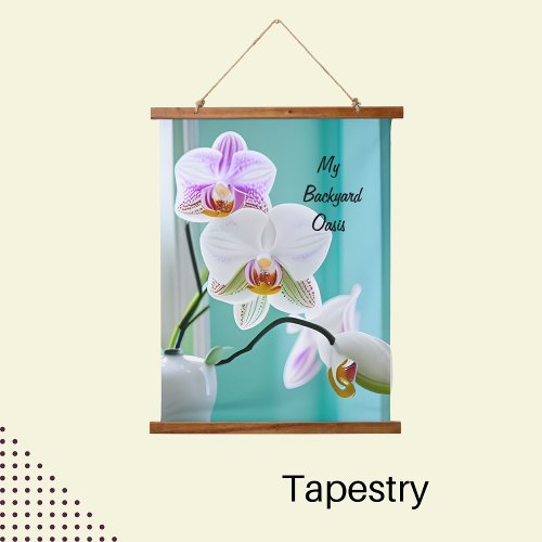 Orchid on Aqua Blue Background Hanging Tapestry