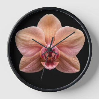 Orchid on Black Background Clock